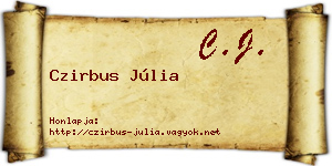 Czirbus Júlia névjegykártya