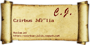 Czirbus Júlia névjegykártya